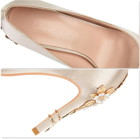 Elegant Crystal-Embellished Silk Pointed Toe Pumps for Women - Luxurious High Heels Perfect for Bridal and Evening Wear, Sexy Dress Shoes with Thin Heels